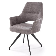 K542 HALMAR Swivel Upholstered Dining Chair in Grey Fabric with Metal Legs