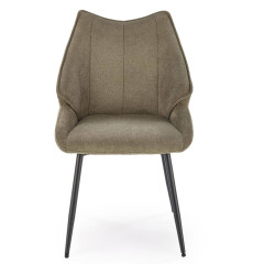 K543 HALMAR Upholstered Dining Chair in Olive Fabric with Metal Legs