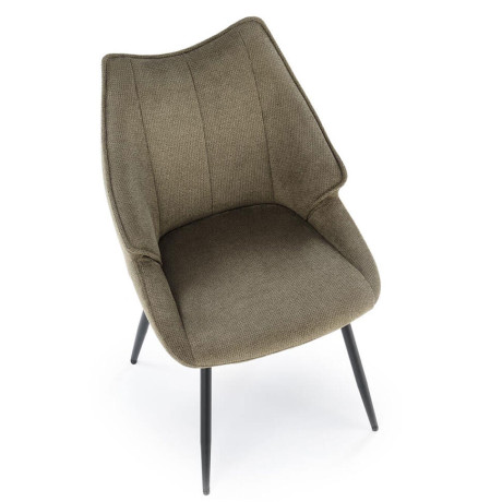 K543 HALMAR Upholstered Dining Chair in Olive Fabric with Metal Legs