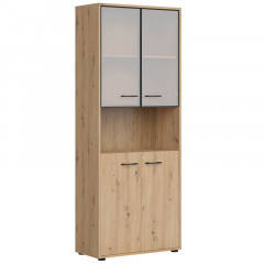 REG2D2W/200/Z SPACE OFFICE BRW Glass-Fronted Cabinet with Lock