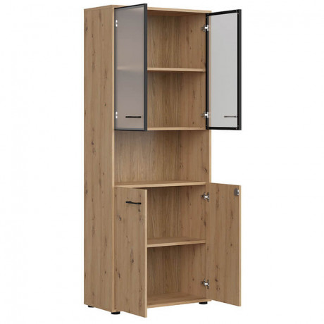 REG2D2W/200/Z SPACE OFFICE BRW Glass-Fronted Cabinet with Lock