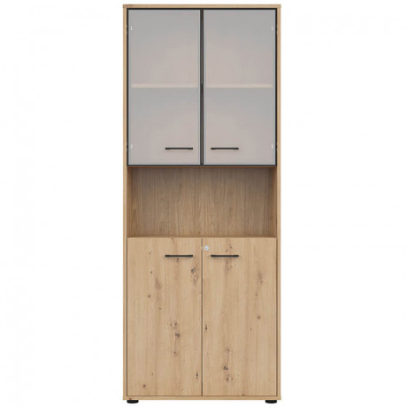 REG2D2W/200/Z SPACE OFFICE BRW Glass-Fronted Cabinet with Lock