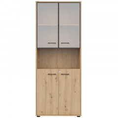 REG2D2W/200/Z SPACE OFFICE BRW Glass-Fronted Cabinet with Lock