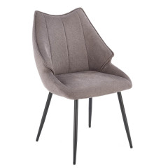 K543 HALMAR Upholstered Dining Chair in Grey Fabric with Metal Legs