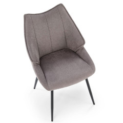 K543 HALMAR Upholstered Dining Chair in Grey Fabric with Metal Legs