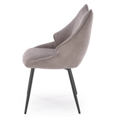K543 HALMAR Upholstered Dining Chair in Grey Fabric with Metal Legs