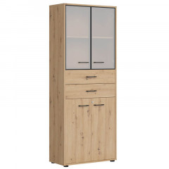 REG2D2W2S/200/Z SPACE OFFICE BRW Glass-Fronted Cabinet with Lock