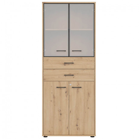 REG2D2W2S/200/Z SPACE OFFICE BRW Glass-Fronted Cabinet with Lock