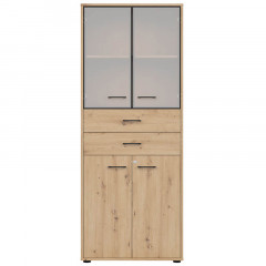 REG2D2W2S/200/Z SPACE OFFICE BRW Glass-Fronted Cabinet with Lock