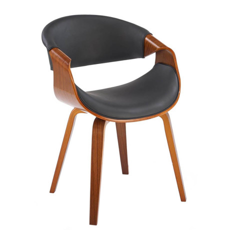 K544 HALMAR Upholstered Wooden Dining Chair in Black Eco Leather with Walnut Frame