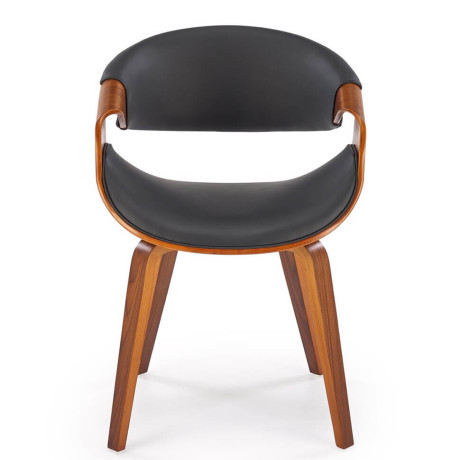 K544 HALMAR Upholstered Wooden Dining Chair in Black Eco Leather with Walnut Frame