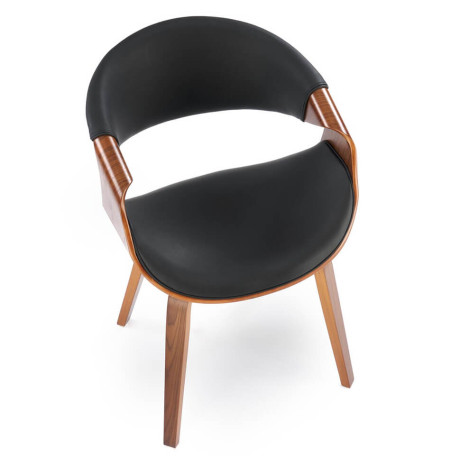 K544 HALMAR Upholstered Wooden Dining Chair in Black Eco Leather with Walnut Frame