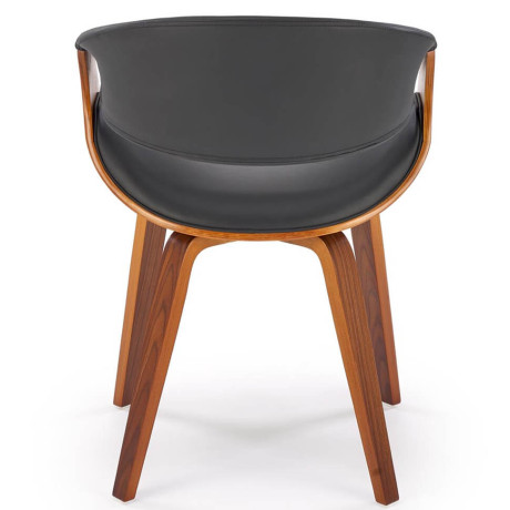 K544 HALMAR Upholstered Wooden Dining Chair in Black Eco Leather with Walnut Frame
