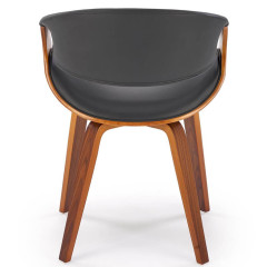 K544 HALMAR Upholstered Wooden Dining Chair in Black Eco Leather with Walnut Frame