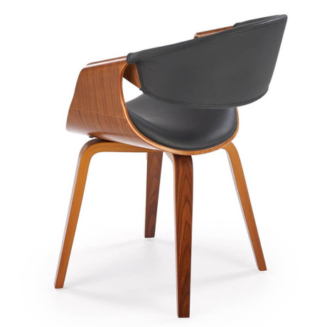 K544 HALMAR Upholstered Wooden Dining Chair in Black Eco Leather with Walnut Frame