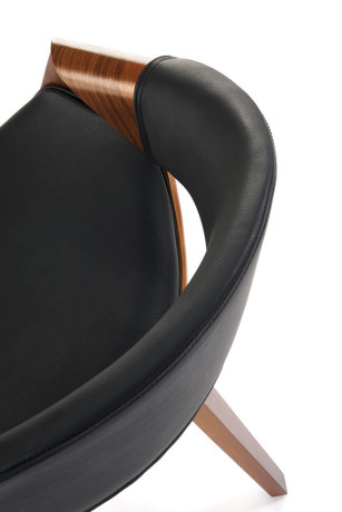 K544 HALMAR Upholstered Wooden Dining Chair in Black Eco Leather with Walnut Frame