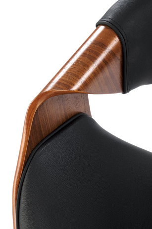 K544 HALMAR Upholstered Wooden Dining Chair in Black Eco Leather with Walnut Frame