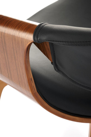 K544 HALMAR Upholstered Wooden Dining Chair in Black Eco Leather with Walnut Frame