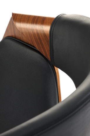 K544 HALMAR Upholstered Wooden Dining Chair in Black Eco Leather with Walnut Frame