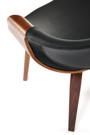 K544 HALMAR Upholstered Wooden Dining Chair in Black Eco Leather with Walnut Frame