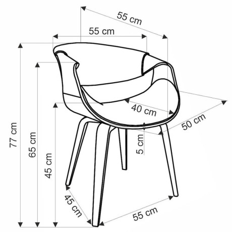 K544 HALMAR Upholstered Wooden Dining Chair in Black Eco Leather with Walnut Frame