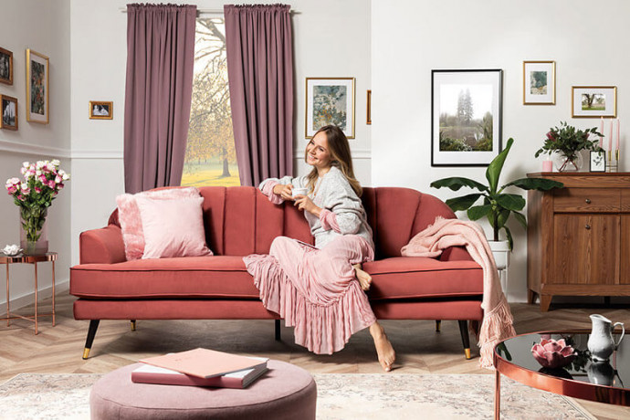 LISERA 3S BRW 3 Seater Sofa Pink