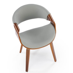 K544 HALMAR Upholstered Wooden Dining Chair in Grey Eco Leather with Walnut Frame