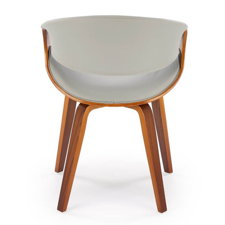 K544 HALMAR Upholstered Wooden Dining Chair in Grey Eco Leather with Walnut Frame