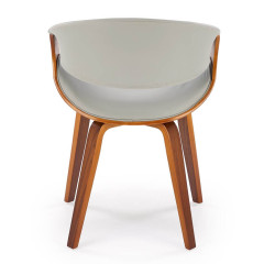 K544 HALMAR Upholstered Wooden Dining Chair in Grey Eco Leather with Walnut Frame