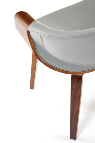 K544 HALMAR Upholstered Wooden Dining Chair in Grey Eco Leather with Walnut Frame