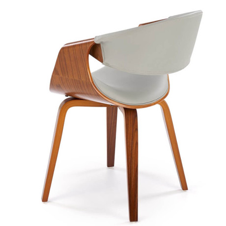 K544 HALMAR Upholstered Wooden Dining Chair in Grey Eco Leather with Walnut Frame
