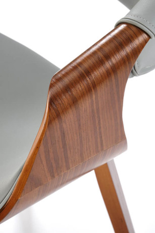 K544 HALMAR Upholstered Wooden Dining Chair in Grey Eco Leather with Walnut Frame