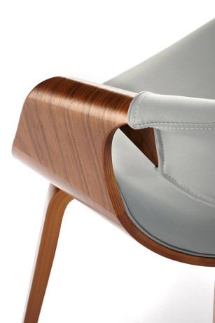 K544 HALMAR Upholstered Wooden Dining Chair in Grey Eco Leather with Walnut Frame