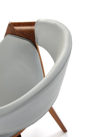 K544 HALMAR Upholstered Wooden Dining Chair in Grey Eco Leather with Walnut Frame