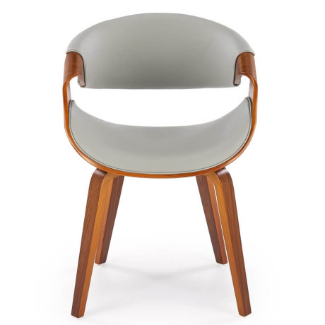 K544 HALMAR Upholstered Wooden Dining Chair in Grey Eco Leather with Walnut Frame
