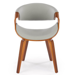 K544 HALMAR Upholstered Wooden Dining Chair in Grey Eco Leather with Walnut Frame