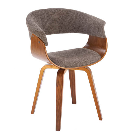 K545 HALMAR Upholstered Wooden Dining Chair in Grey Fabric with Walnut Frame