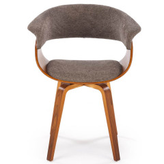 K545 HALMAR Upholstered Wooden Dining Chair in Grey Fabric with Walnut Frame