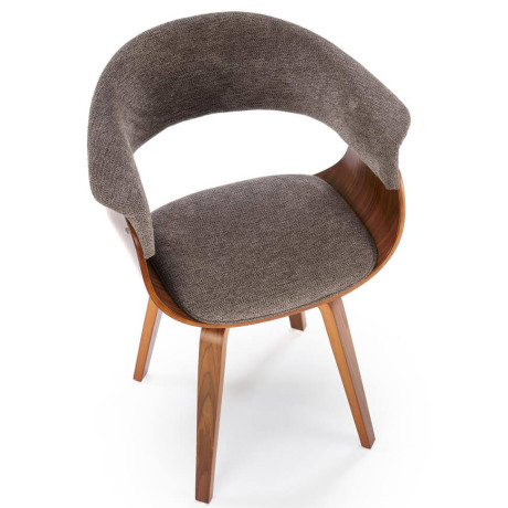 K545 HALMAR Upholstered Wooden Dining Chair in Grey Fabric with Walnut Frame