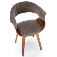 K545 HALMAR Upholstered Wooden Dining Chair in Grey Fabric with Walnut Frame