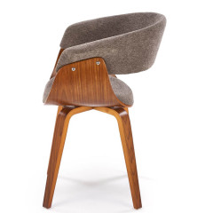 K545 HALMAR Upholstered Wooden Dining Chair in Grey Fabric with Walnut Frame