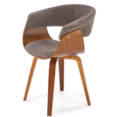 K545 HALMAR Upholstered Wooden Dining Chair in Grey Fabric with Walnut Frame