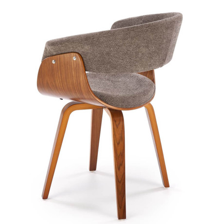 K545 HALMAR Upholstered Wooden Dining Chair in Grey Fabric with Walnut Frame
