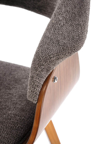 K545 HALMAR Upholstered Wooden Dining Chair in Grey Fabric with Walnut Frame