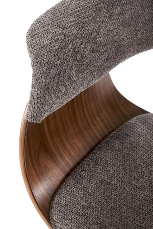 K545 HALMAR Upholstered Wooden Dining Chair in Grey Fabric with Walnut Frame