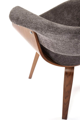 K545 HALMAR Upholstered Wooden Dining Chair in Grey Fabric with Walnut Frame
