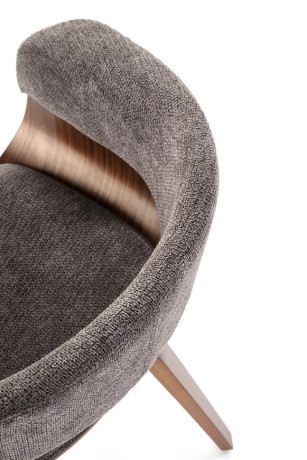 K545 HALMAR Upholstered Wooden Dining Chair in Grey Fabric with Walnut Frame