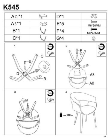K545 HALMAR Upholstered Wooden Dining Chair in Grey Fabric with Walnut Frame