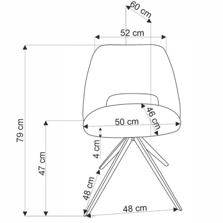 K546 HALMAR Swivel Upholstered Dining Chair in Grey Membrane Fabric with Metal Legs