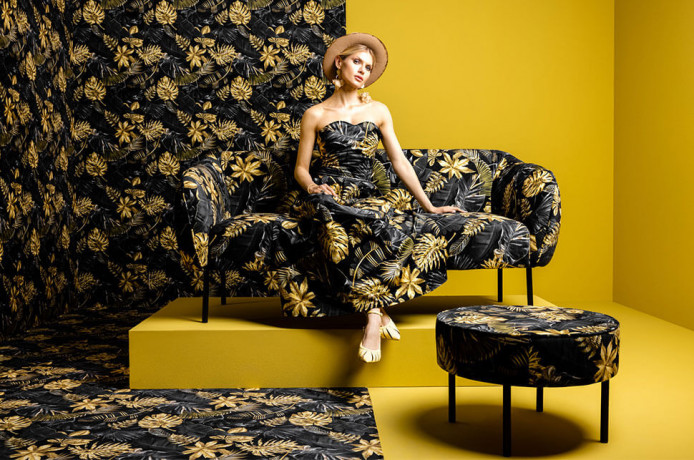 LAFU H BRW Pouf Print Glamour